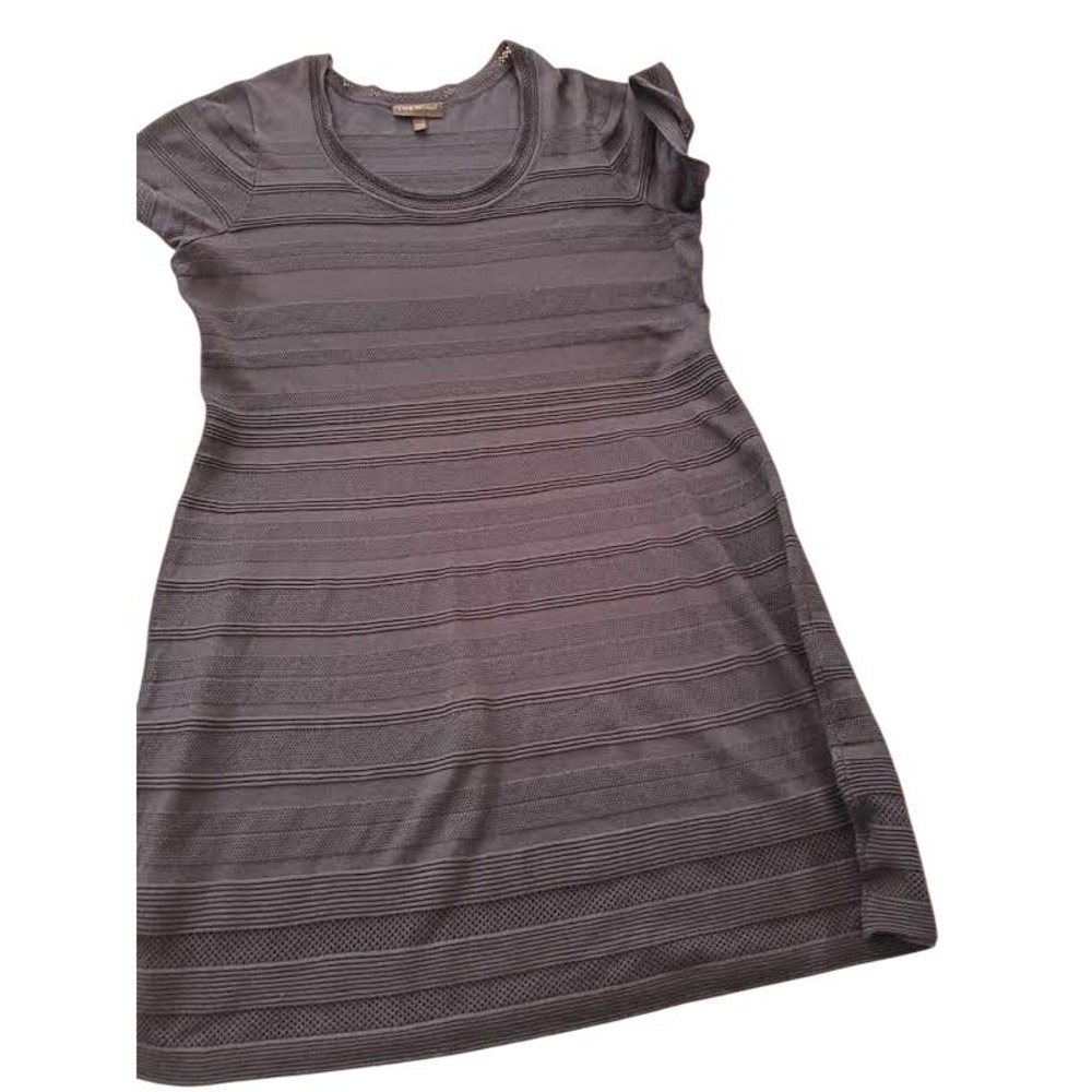 Lane Bryant‎ Plus Size 22/24 Navy Blue Textured Stripe Rayon Knit Scoop Dress - Picture 2 of 11